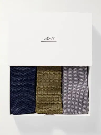 MR P. Set of Three 7cm Knitted Silk Ties - Men | Thumbnail 4