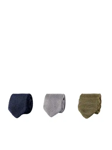 MR P. Set of Three 7cm Knitted Silk Ties - Men | Thumbnail 1