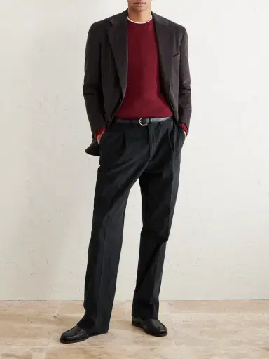 Saman Amel Straight-Leg Pleated Peached Cotton-Blend Trousers - Men | Thumbnail 2 Saman Amel Straight-Leg Pleated Peached Cotton-Blend Trousers - Men | Thumbnail 2