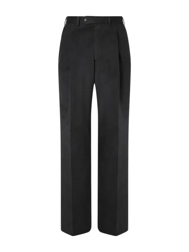 Straight-Leg Pleated Peached Cotton-Blend Trousers - Men