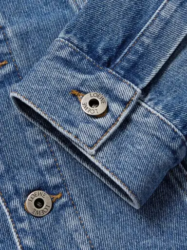 Loewe Anagram Leather-Trimmed Embroidered Denim Trucker Jacket - Men | Thumbnail 6