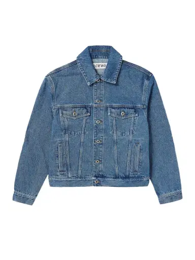 Loewe Anagram Leather-Trimmed Embroidered Denim Trucker Jacket - Men | Thumbnail 1