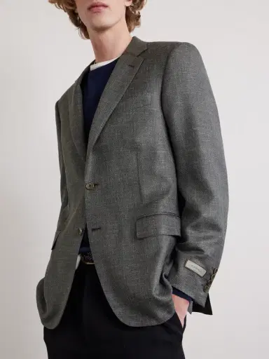 Canali Slim-Fit Wool, Silk and Linen-Blend Twill Blazer - Men | Thumbnail 3