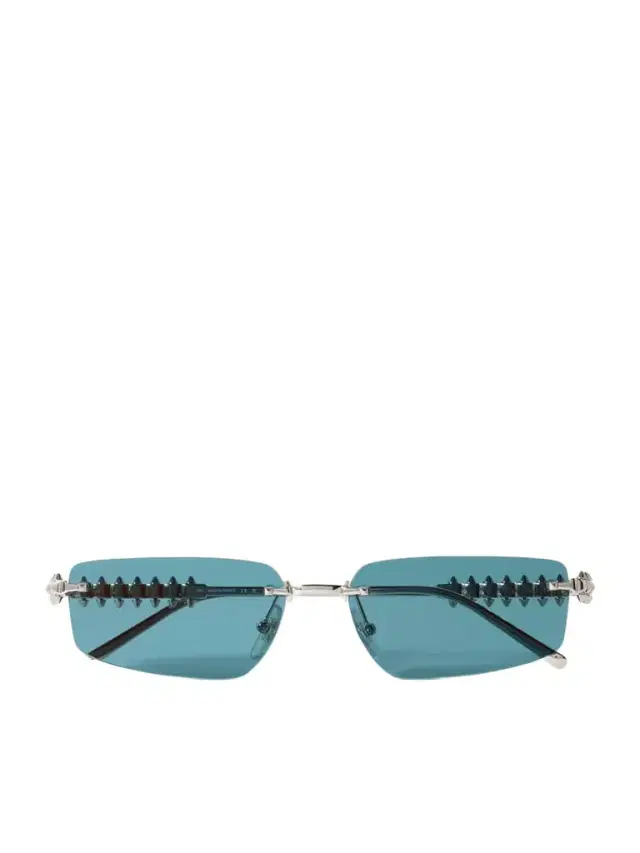 Cartier Eyewear Clash De Cartier Rimless Rectangle-frame Silver-tone Sunglasses
