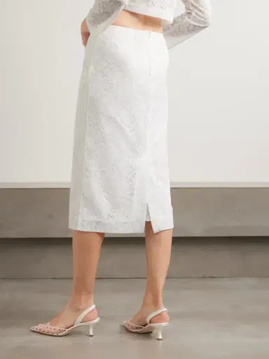 SHUSHU/TONG Bow-embellished Satin-trimmed Lace Midi Skirt | Thumbnail 3 SHUSHU/TONG Bow-embellished Satin-trimmed Lace Midi Skirt | Thumbnail 3