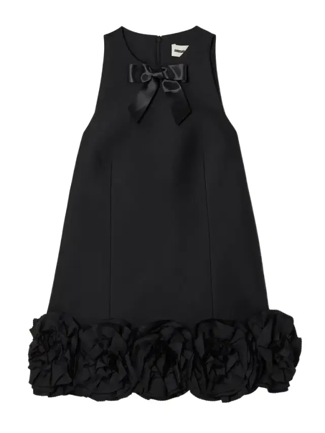 Appliquéd Bow-embellished Twill Mini Dress