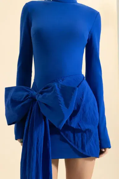 David Koma Long Sleeve Bow Detail Mini Dress | Thumbnail 3
