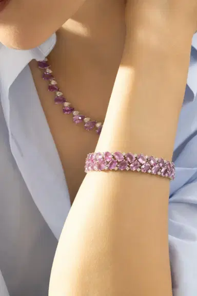 RUCHI NEW YORK Pink Sapphire  DiamondThree Row Bracelet | Thumbnail 2