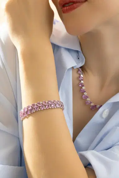 RUCHI NEW YORK Pink Sapphire  DiamondThree Row Bracelet | Thumbnail 3
