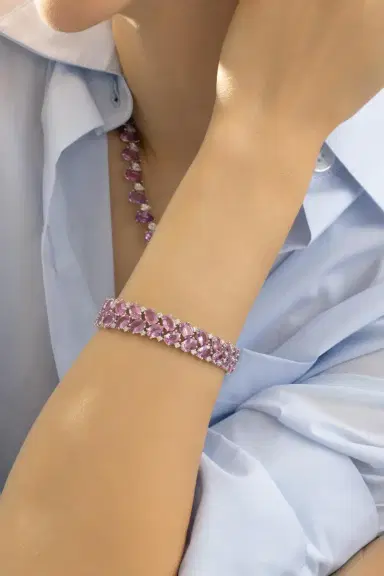 RUCHI NEW YORK Pink Sapphire  DiamondThree Row Bracelet | Thumbnail 4