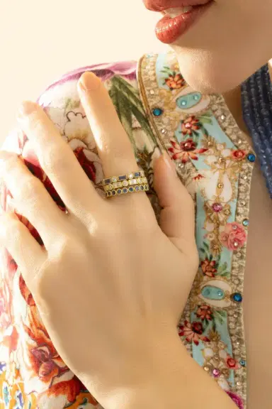 TANYA FARAH White Diamond Modern Etruscan Stack Ring | Thumbnail 2