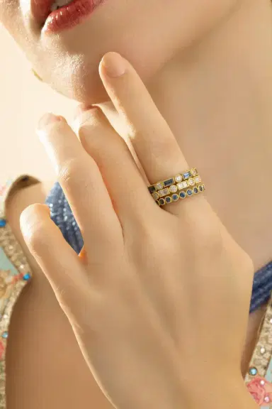 TANYA FARAH White Diamond Modern Etruscan Stack Ring | Thumbnail 4