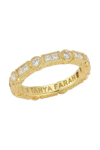 TANYA FARAH White Diamond Modern Etruscan Stack Ring | Thumbnail 1