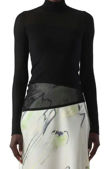 Jason Wu Collection SHEER COMBO MERINO KNIT TURTLENECK | Thumbnail 1