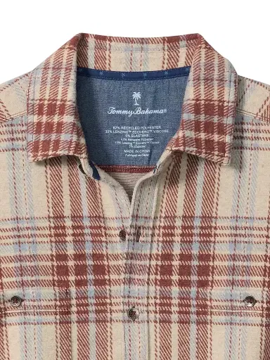 Tommy Bahama Men's Fireside Santa Fe Plaid Flannel Shirt - Warm Mist - Size Large | Thumbnail 2 Tommy Bahama Men's Fireside Santa Fe Plaid Flannel Shirt - Warm Mist - Size Large | Thumbnail 2