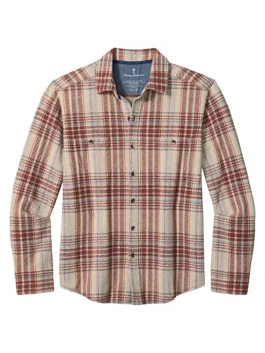 Tommy Bahama Men's Fireside Santa Fe Plaid Flannel Shirt - Warm Mist - Size Large | Thumbnail 1 Tommy Bahama Men's Fireside Santa Fe Plaid Flannel Shirt - Warm Mist - Size Large | Thumbnail 1