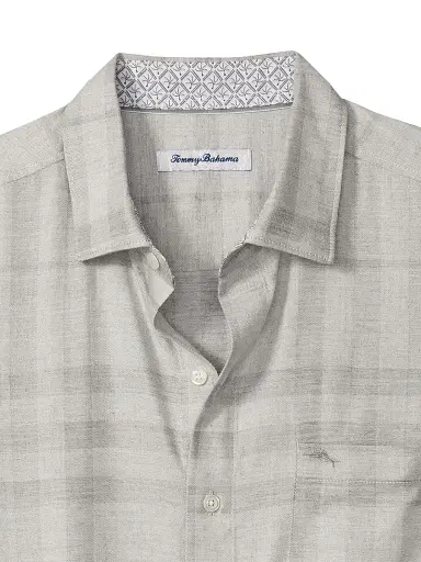 Tommy Bahama Men's Silver Mist Plaid Long-Sleeve Shirt - Silver Streak - Size Large | Thumbnail 2