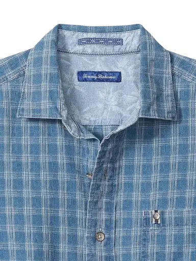 Tommy Bahama Men's Lopez Island Check Shirt - Light Indigo - Size Large | Thumbnail 2