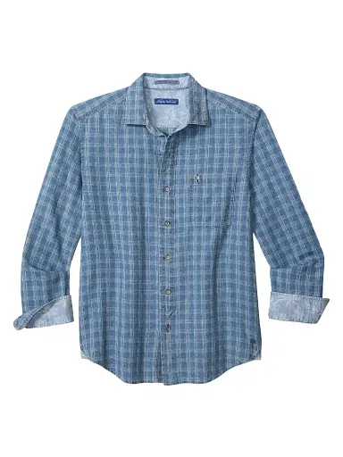 Tommy Bahama Men's Lopez Island Check Shirt - Light Indigo - Size Large | Thumbnail 1