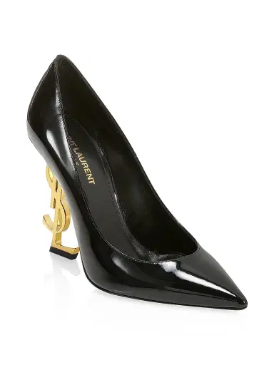 Saint Laurent Women's Opyum Point-Toe Patent Leather Pumps | Thumbnail 2