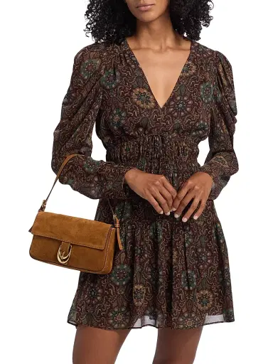 Paige Women's Aries Paisley Silk Minidress - Dark Chocolate Multi | Thumbnail 3 Paige Women's Aries Paisley Silk Minidress - Dark Chocolate Multi | Thumbnail 3