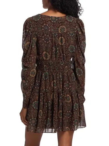Paige Women's Aries Paisley Silk Minidress - Dark Chocolate Multi | Thumbnail 5 Paige Women's Aries Paisley Silk Minidress - Dark Chocolate Multi | Thumbnail 5