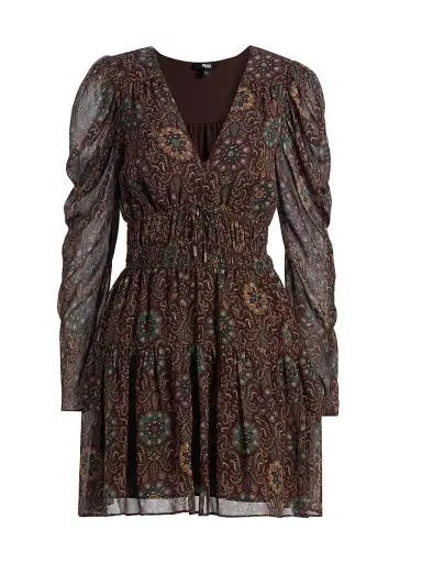 Paige Women's Aries Paisley Silk Minidress - Dark Chocolate Multi | Thumbnail 1 Paige Women's Aries Paisley Silk Minidress - Dark Chocolate Multi | Thumbnail 1