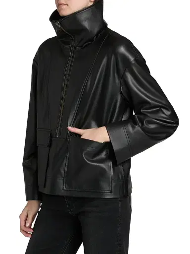 Veronica Beard Women's Brian Faux-Leather Popover Jacket | Thumbnail 4 Veronica Beard Women's Brian Faux-Leather Popover Jacket | Thumbnail 4