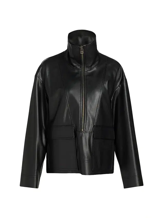 Veronica Beard Women's Brian Faux-Leather Popover Jacket - Black