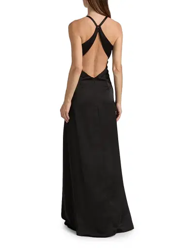 Ramy Brook Women's Belle Plunging V-Neck Satin Gown - Black - Size 16 | Thumbnail 5 Ramy Brook Women's Belle Plunging V-Neck Satin Gown - Black - Size 16 | Thumbnail 5