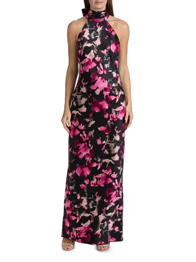 Ramy Brook Women's Tatiana High-Neck Floral Satin Gown - Multi Wild Floral | Thumbnail 2