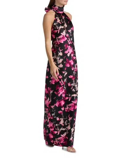 Ramy Brook Women's Tatiana High-Neck Floral Satin Gown - Multi Wild Floral | Thumbnail 3