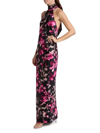 Ramy Brook Women's Tatiana High-Neck Floral Satin Gown - Multi Wild Floral | Thumbnail 4