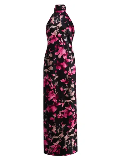 Ramy Brook Women's Tatiana High-Neck Floral Satin Gown - Multi Wild Floral | Thumbnail 1