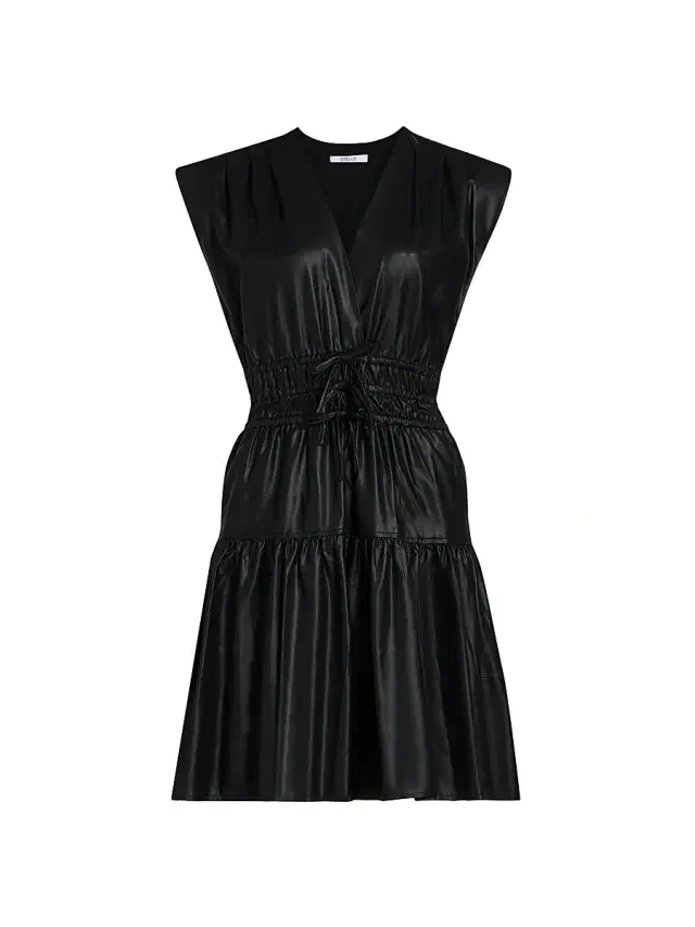 Derek Lam 10 Crosby Women's Tora Faux-Leather Tie-Waist Minidress - Black