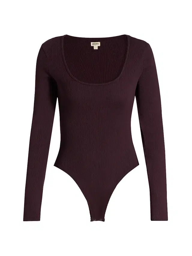 L'AGENCE Women's Elara Rib-Knit Bodysuit - Dark Malbec