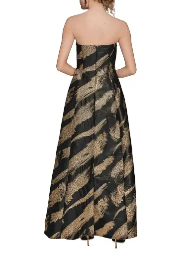 Donna Karan New York Women's Abstract Metallic Brocade Strapless Gown | Thumbnail 4 Donna Karan New York Women's Abstract Metallic Brocade Strapless Gown | Thumbnail 4