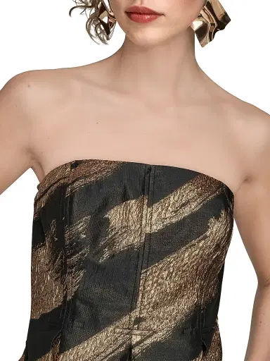 Donna Karan New York Women's Abstract Metallic Brocade Strapless Gown | Thumbnail 5 Donna Karan New York Women's Abstract Metallic Brocade Strapless Gown | Thumbnail 5