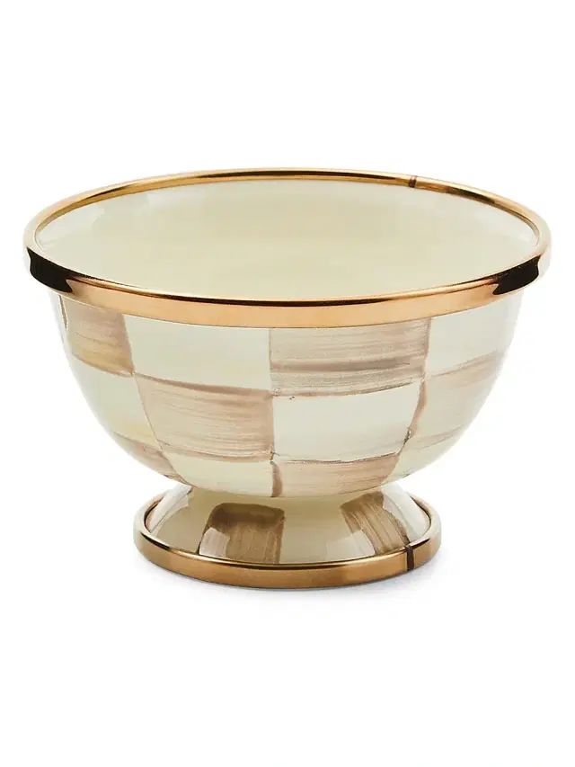 MacKenzie-Childs Mocha Check Little Sugar Bowl