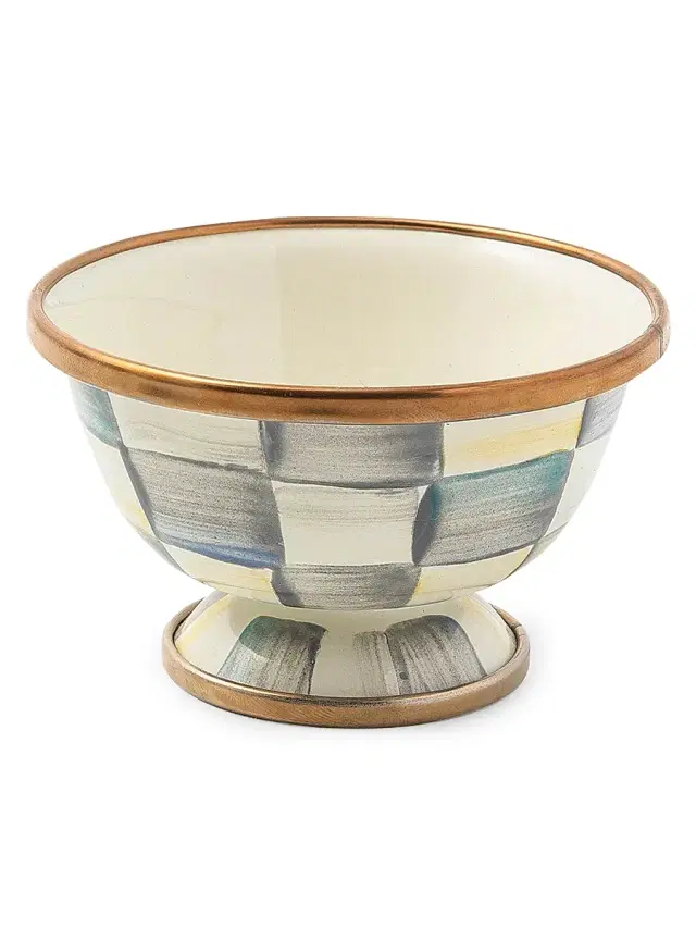 MacKenzie-Childs Sterling Check Enamel Little Sugar Bowl