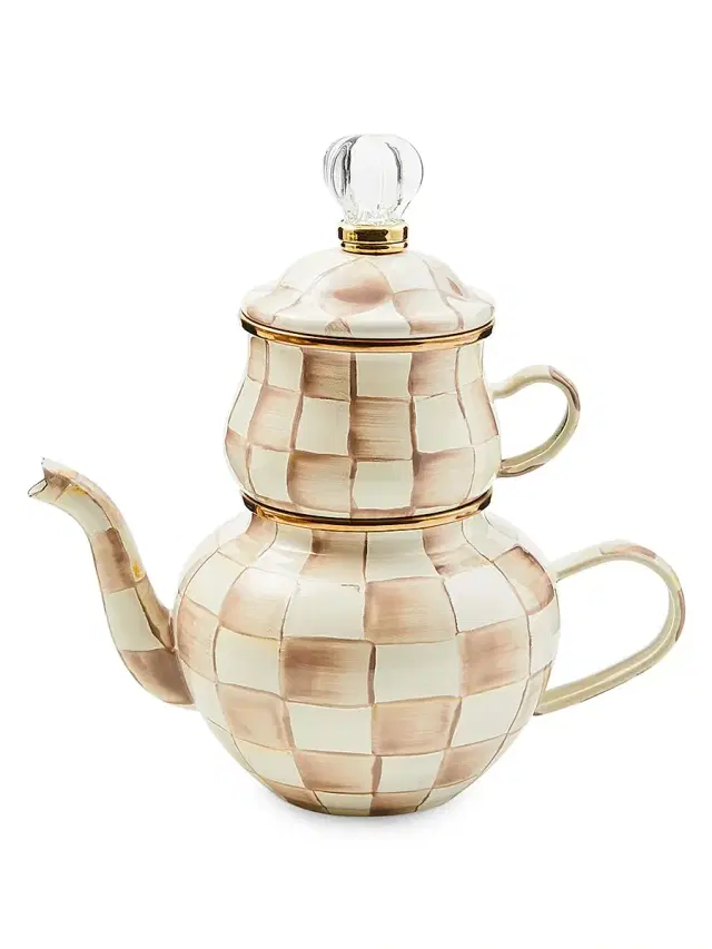 Mocha Check High Tea Set