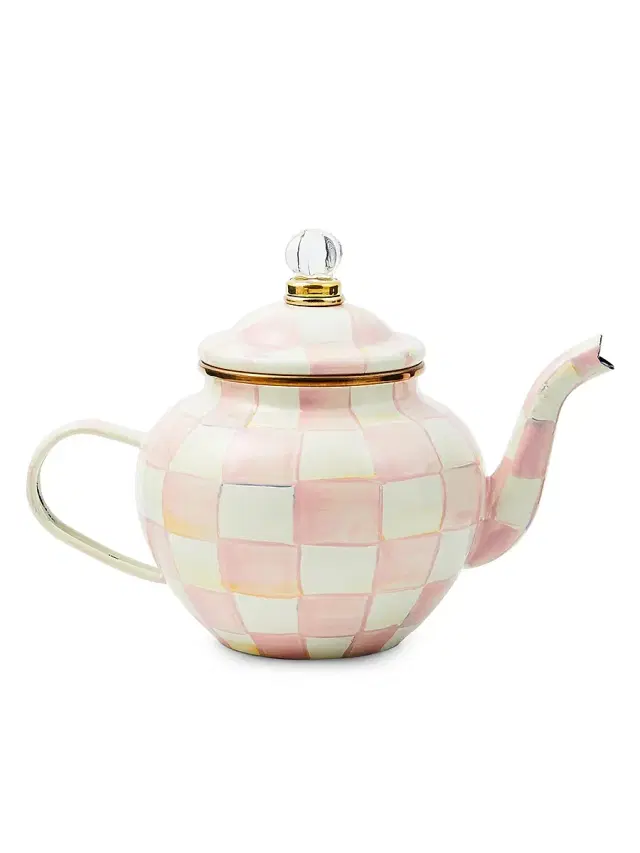Rosy Check Enamel 4-Cup Teapot