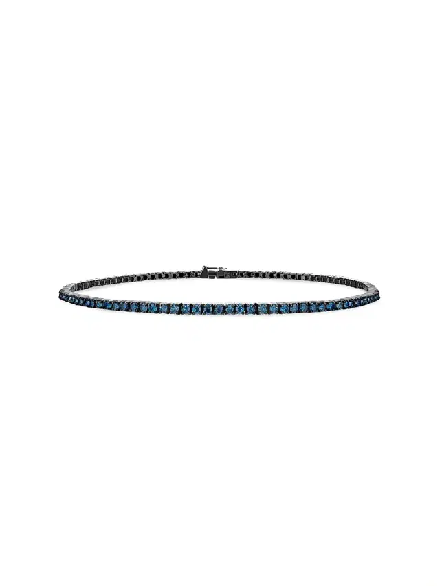 Women's 14K Black Gold & Blue Diamond Tennis Bracelet - Black