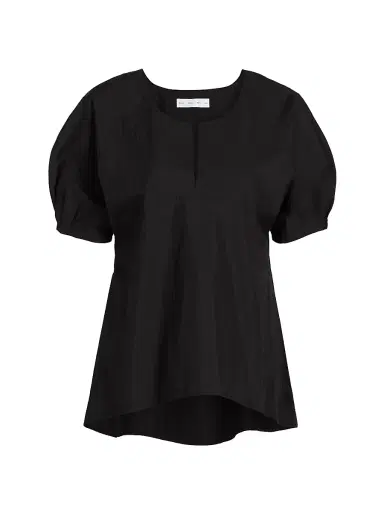 Proenza Schouler White Label Women's Tia Split Neck Cotton-Blend Top | Thumbnail 1 Proenza Schouler White Label Women's Tia Split Neck Cotton-Blend Top | Thumbnail 1