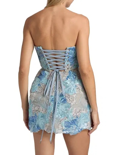 Bronx and Banco Women's Maraya Jasmine Sequined Floral-Embroidered Lace Minidress - Powder Blue Multi | Thumbnail 5