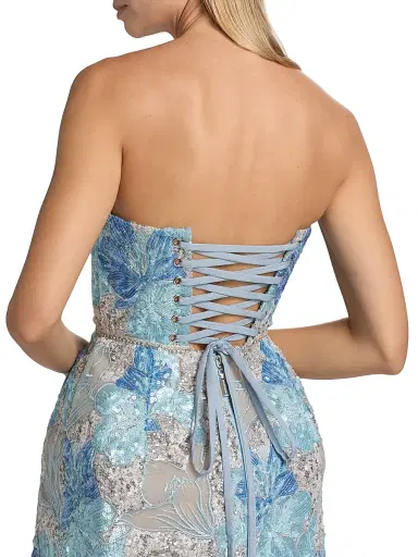 Bronx and Banco Women's Maraya Jasmine Sequined Floral-Embroidered Lace Minidress - Powder Blue Multi | Thumbnail 6