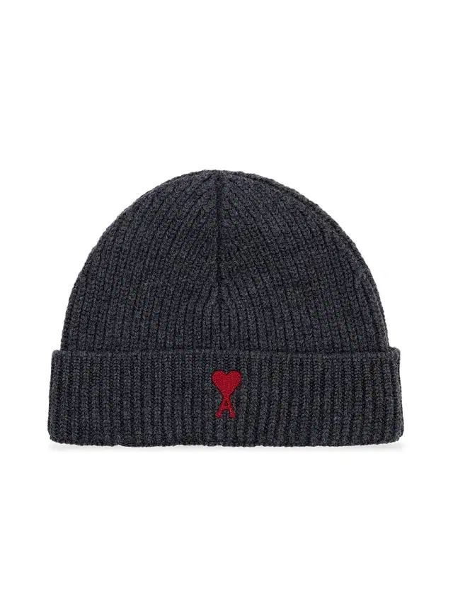 AMI Paris Men's ADC Wool Beanie - Heather Grey Red
