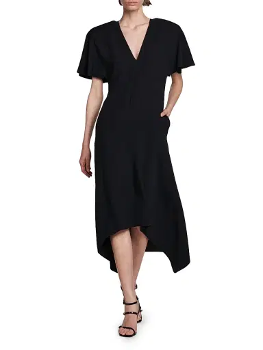 Stella McCartney Women's Envers Satin V-Neck Midi-Dress - Black - Size 4 | Thumbnail 2 Stella McCartney Women's Envers Satin V-Neck Midi-Dress - Black - Size 4 | Thumbnail 2