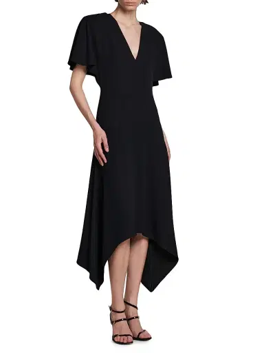 Stella McCartney Women's Envers Satin V-Neck Midi-Dress - Black - Size 4 | Thumbnail 4 Stella McCartney Women's Envers Satin V-Neck Midi-Dress - Black - Size 4 | Thumbnail 4