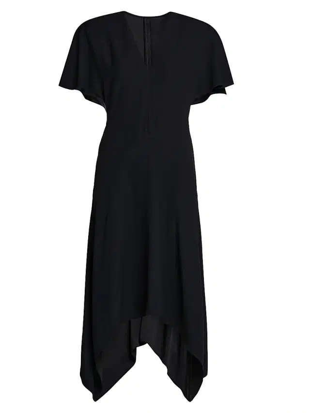 Women's Envers Satin V-Neck Midi-Dress - Black